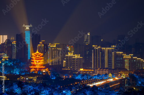 Wuhan Yangtze River and city night and light show scenery © Hao