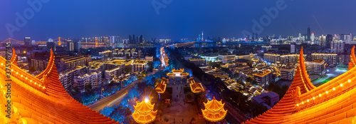 Wuhan Yangtze River and city night and light show scenery photo
