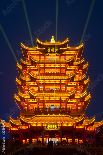 Photography Wuhan Yangtze River and city night and light show scenery