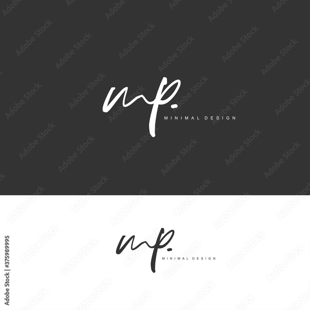 MP Initial handwriting or handwritten logo for identity. Logo with signature and hand drawn style.