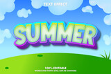 Summer banner, trendy cartoon text effect