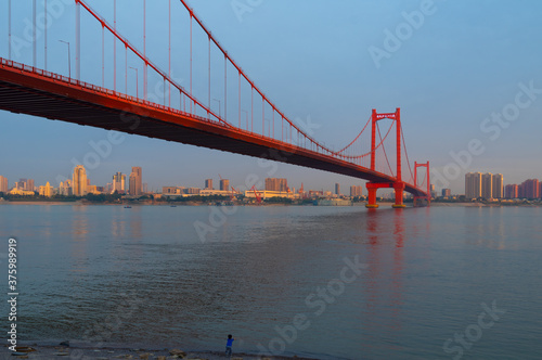 Wuhan Yangtze River and city night and light show scenery