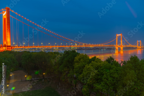 Wuhan Yangtze River and city night and light show scenery