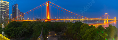 Wuhan Yangtze River and city night and light show scenery