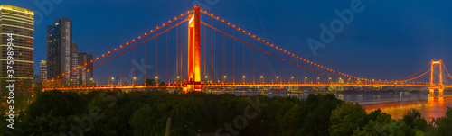 Wuhan Yangtze River and city night and light show scenery