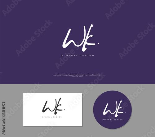 WK Initial handwriting or handwritten logo for identity. Logo with signature and hand drawn style.