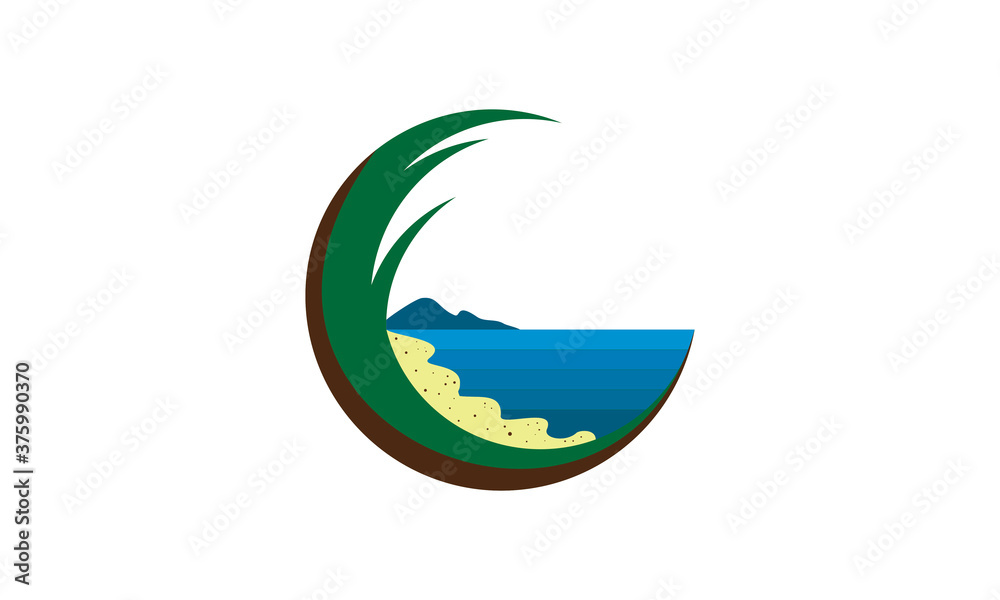 island beach vector logo island beach vector logo