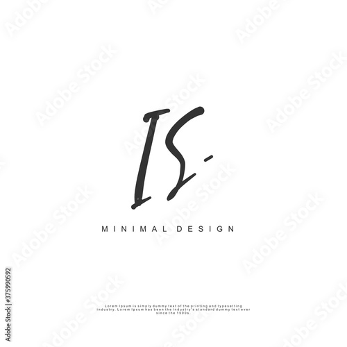 IS Initial handwriting or handwritten logo for identity. Logo with signature and hand drawn style.