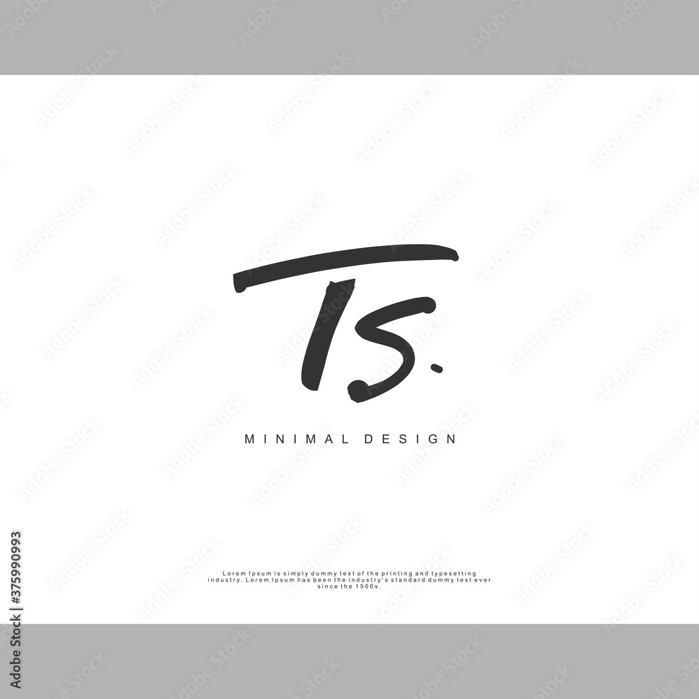 TS Initial handwriting or handwritten logo for identity. Logo with signature and hand drawn style.