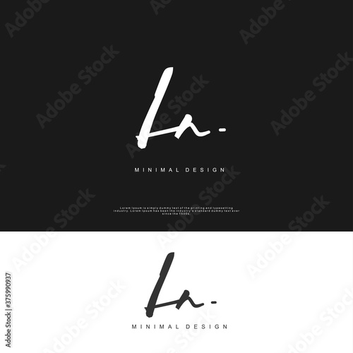 LN Initial handwriting or handwritten logo for identity. Logo with signature and hand drawn style.