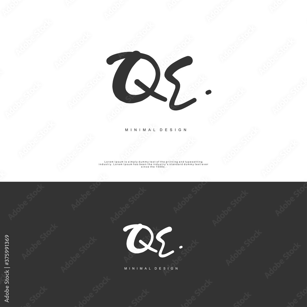 QE Initial handwriting or handwritten logo for identity. Logo with signature and hand drawn style. QE Initial handwriting or handwritten logo for identity. Logo with signature and hand drawn style.