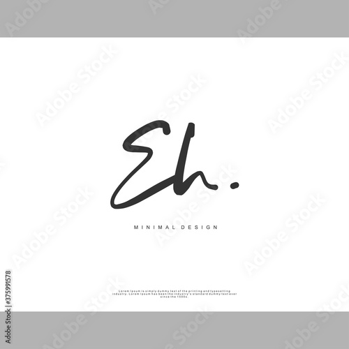 EH Initial handwriting or handwritten logo for identity. Logo with signature and hand drawn style.