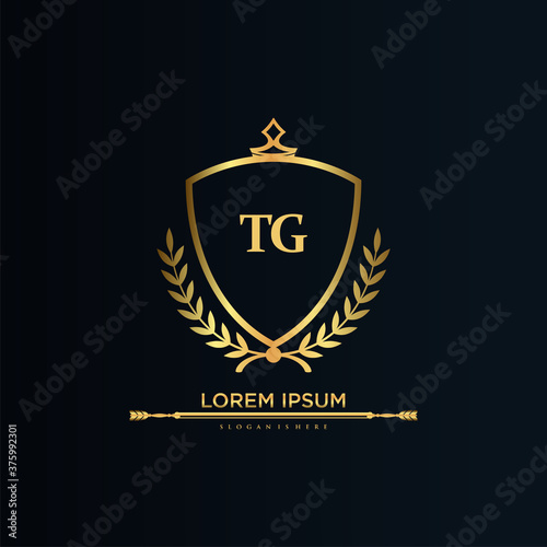 TG Letter Initial with Royal Template.elegant with crown logo vector, Creative Lettering Logo Vector Illustration.