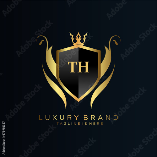 TH Letter Initial with Royal Template.elegant with crown logo vector, Creative Lettering Logo Vector Illustration.