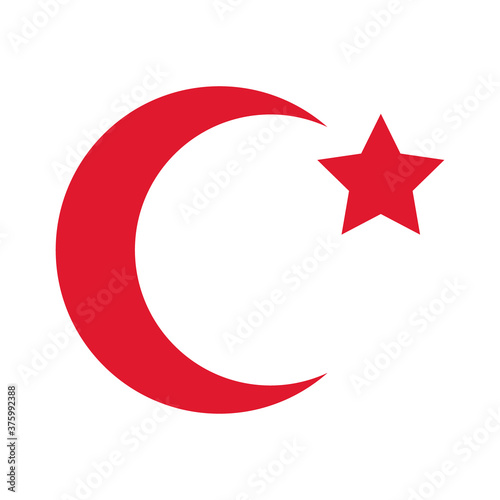 cumhuriyet bayrami moon and star symbol flat style