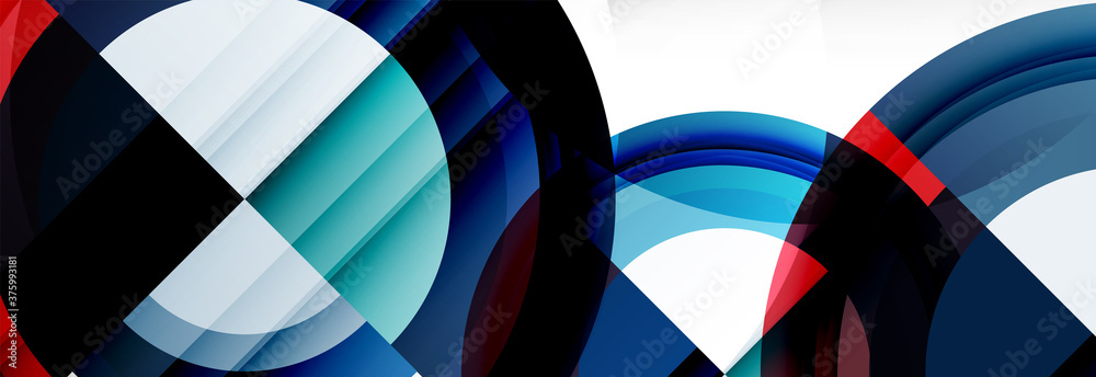 Obraz premium Round shapes, triangles and circles. Modern abstract background