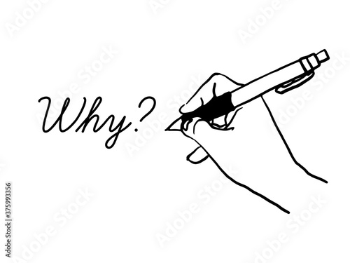 Line drawing vectore illustration of Why question. hand writing