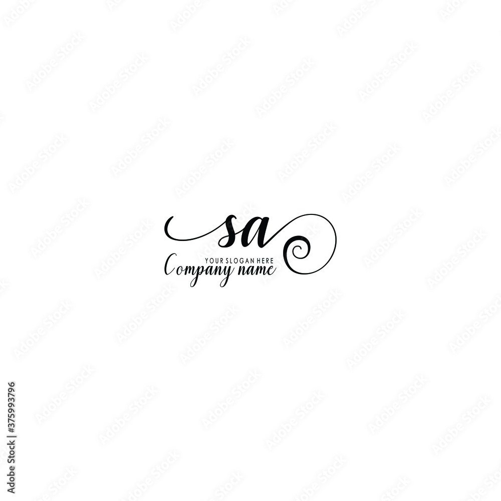 SA Initial handwriting logo template vector