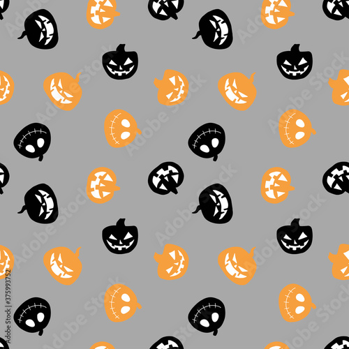 Seamless pattern vector digital paper for scrapbook pumpkin on Halloween pumpkin