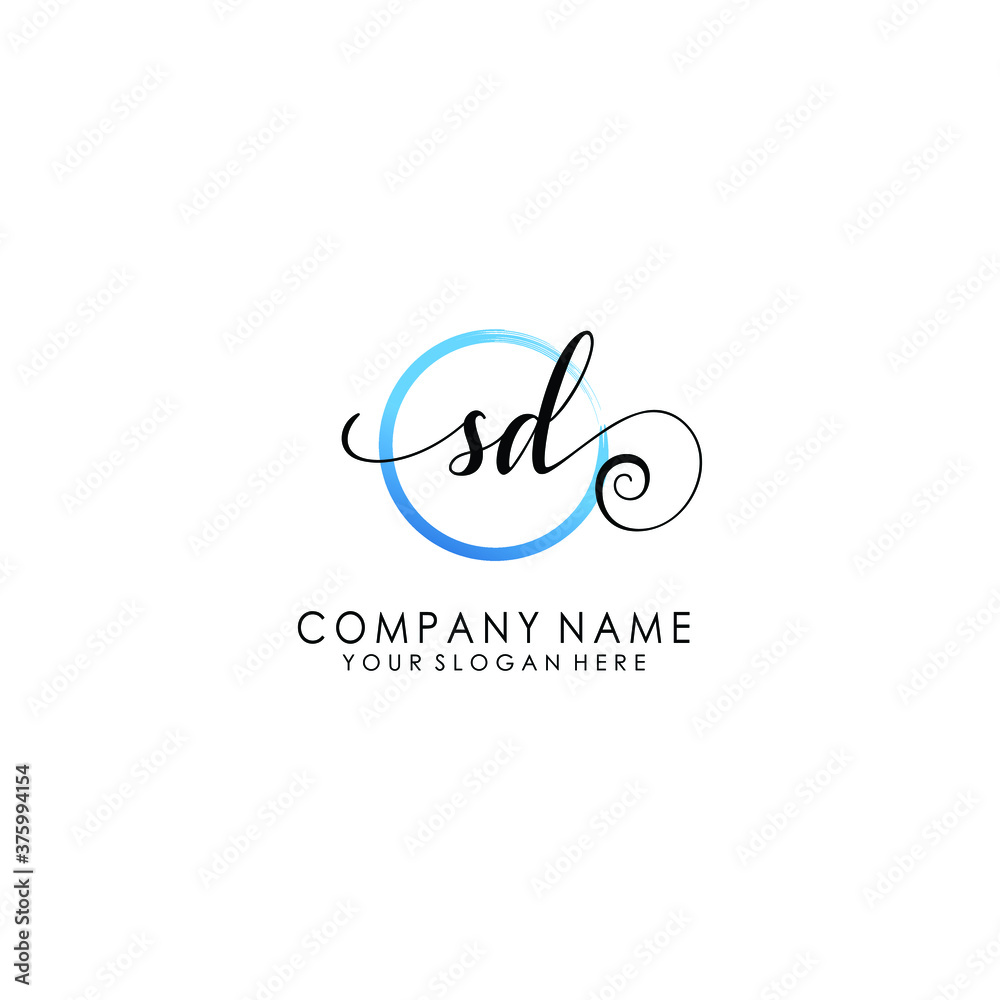 SD Initial handwriting logo template vector SD Initial handwriting logo template vector