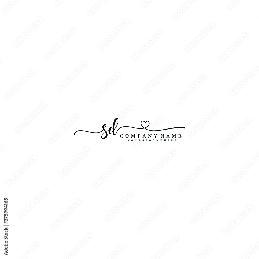 SD Initial handwriting logo template vector