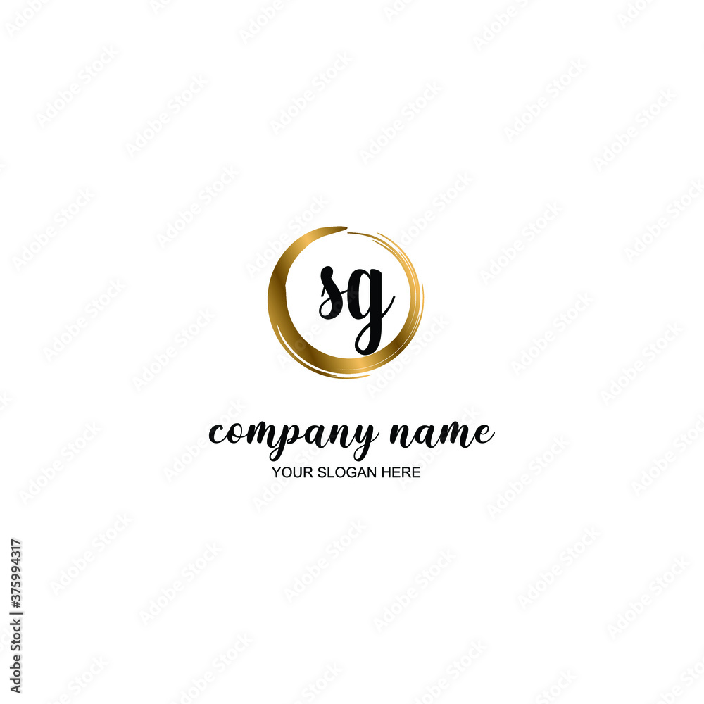 SG Initial handwriting logo template vector SG Initial handwriting logo template vector