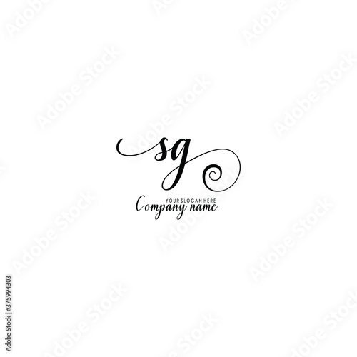 SG Initial handwriting logo template vector