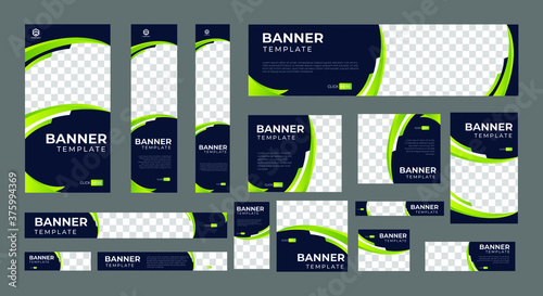 set of corporate web banners of standard size with a place for photos. Vertical, horizontal and square template. vector illustration EPS 10