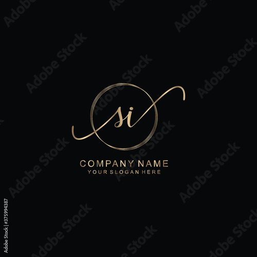 SI Initial handwriting logo template vector