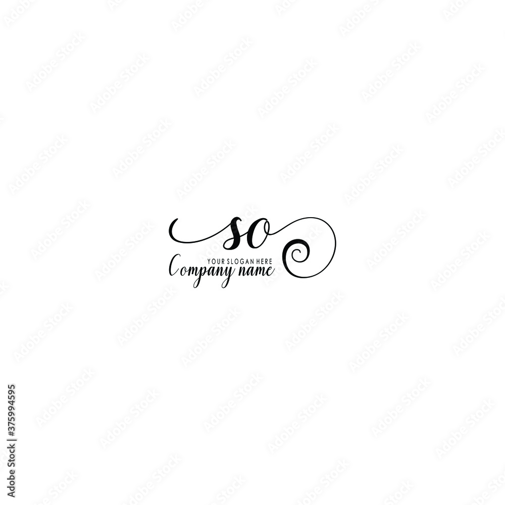 SO Initial handwriting logo template vector SO Initial handwriting logo template vector
