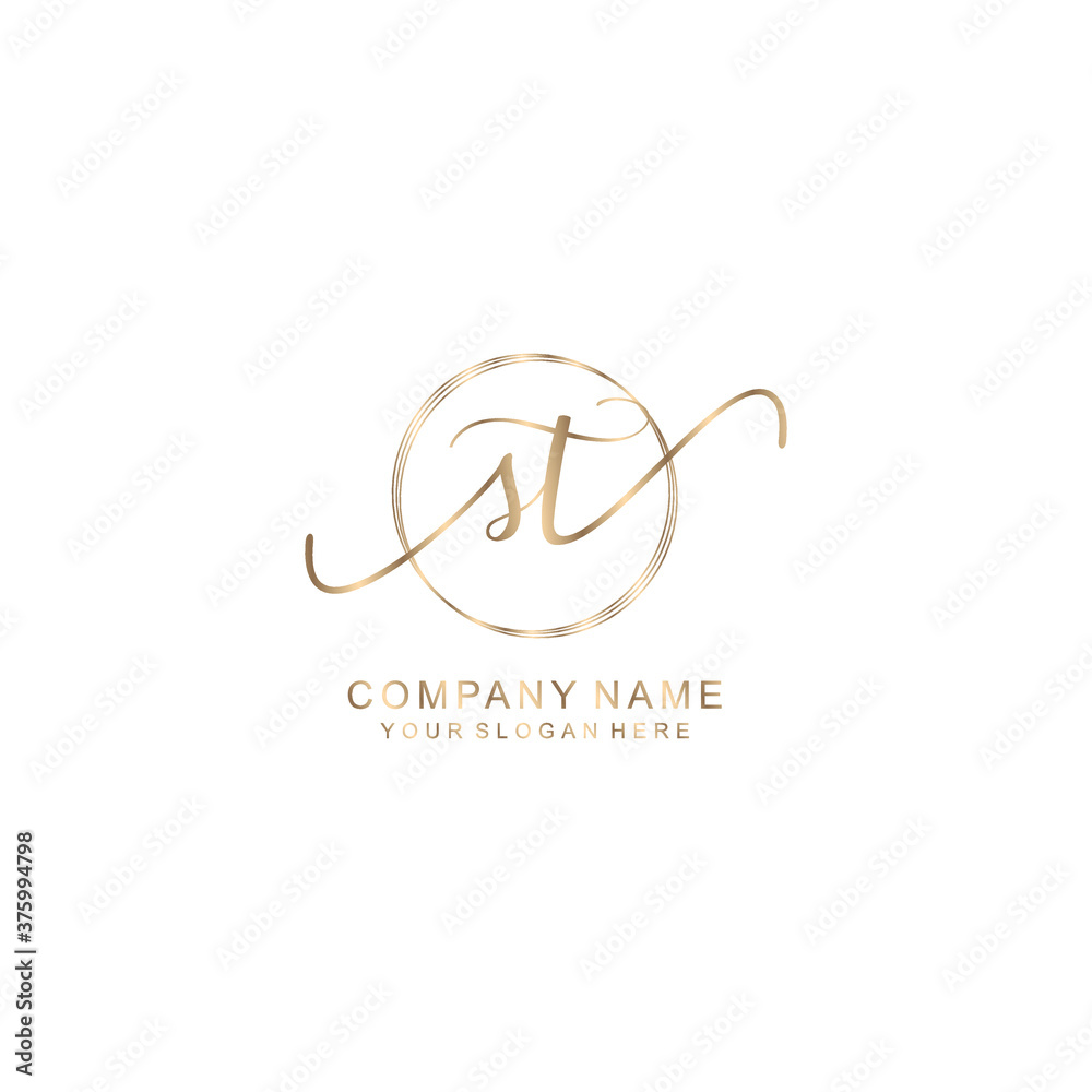 ST Initial handwriting logo template vector ST Initial handwriting logo template vector