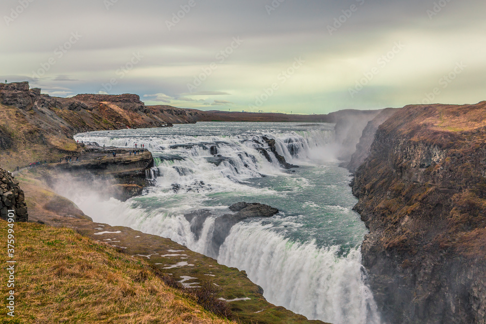 The gullfoss waterfall in Iceland, summer time. The gullfoss waterfall in Iceland, summer time.