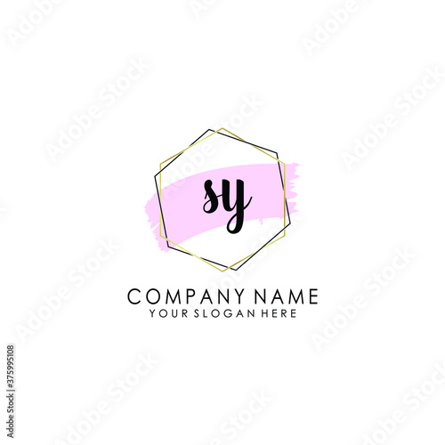 SY Initial handwriting logo template vector 