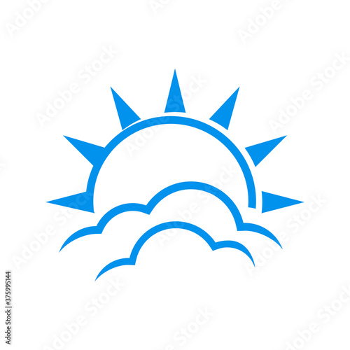 blue cloud and sun logo a clear sky icon design vector graphic concept illustrations