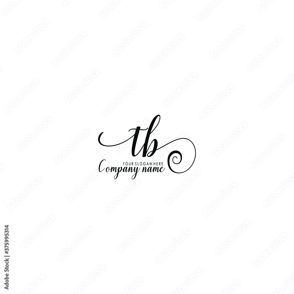 TB Initial handwriting logo template vector
