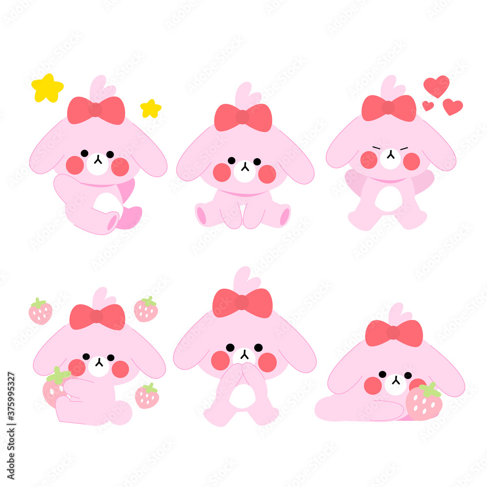 Adorable Playing Pink Puppy Flat Vector Character Illustration