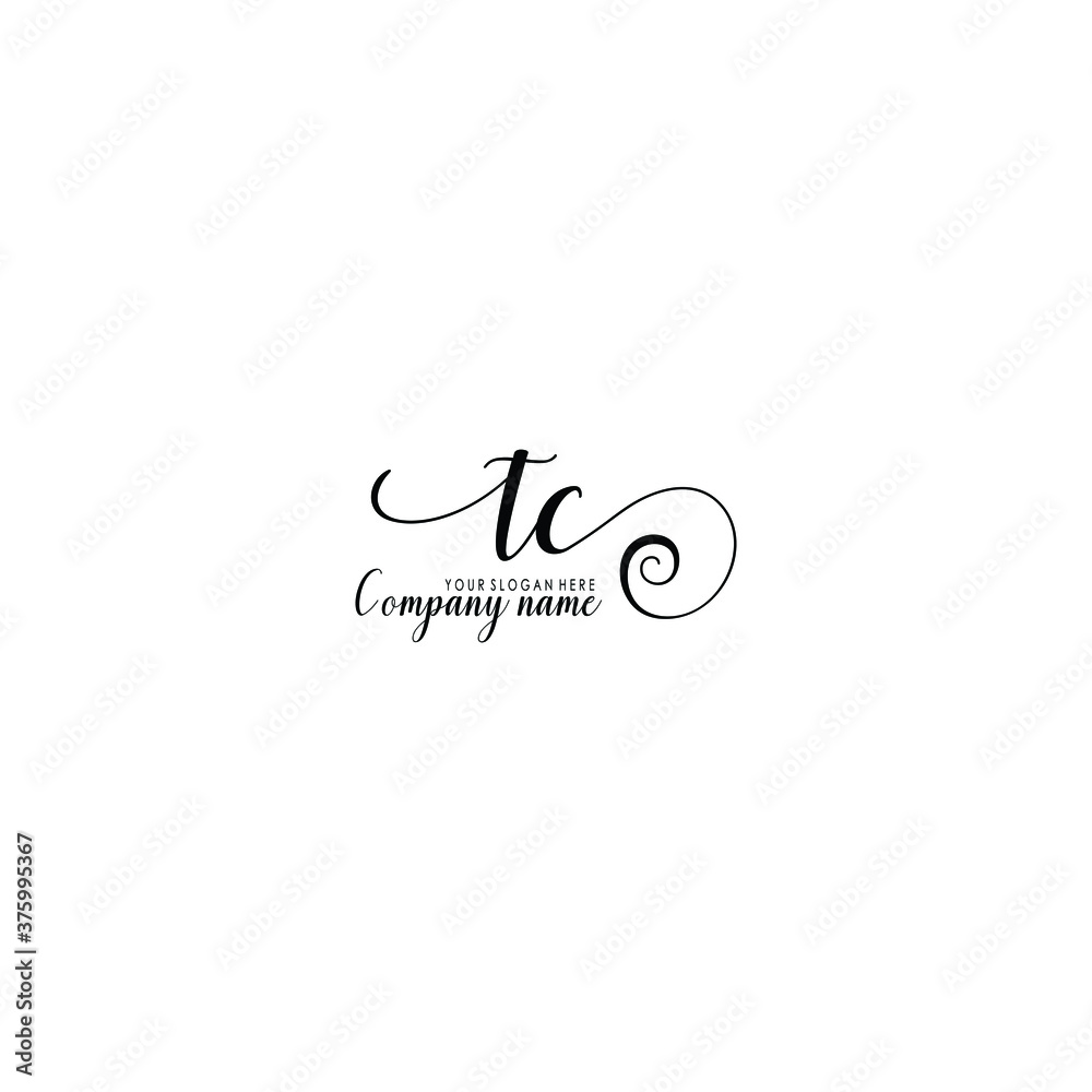 TC Initial handwriting logo template vector
