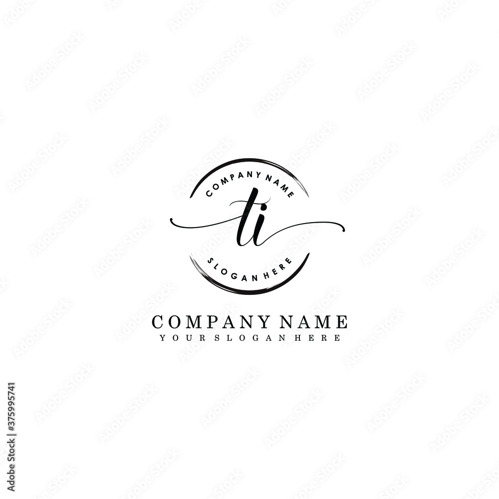 TI Initial handwriting logo template vector TI Initial handwriting logo template vector