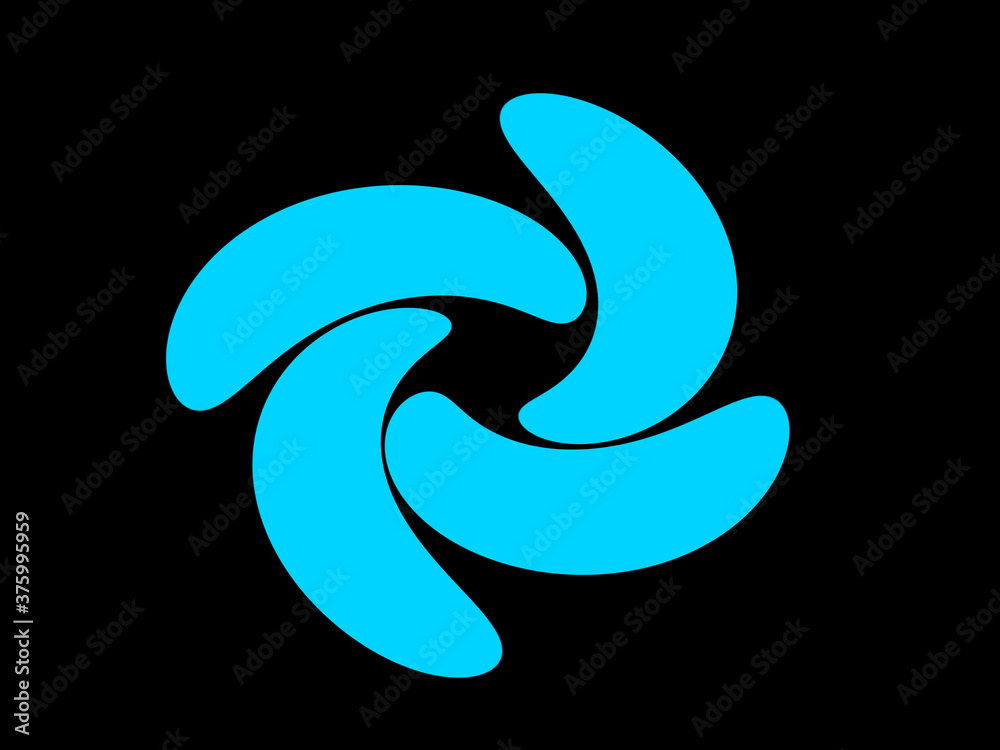 Fototapeta premium light blue abstract circular watercolor pattern luxury fluid liquid color ink on black.