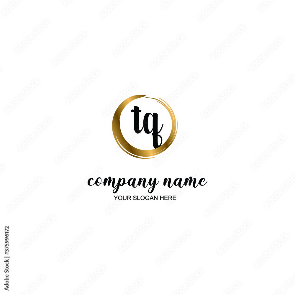 TQ Initial handwriting logo template vector
