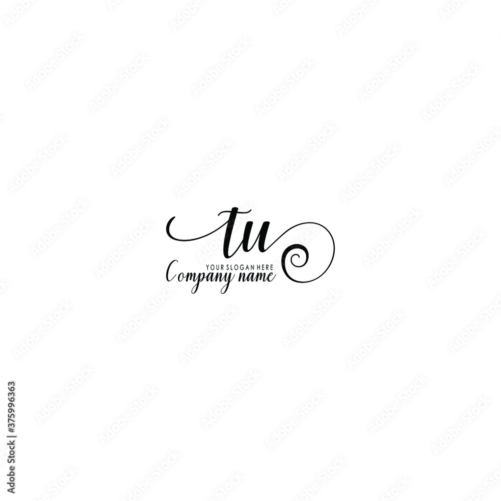 TU Initial handwriting logo template vector
