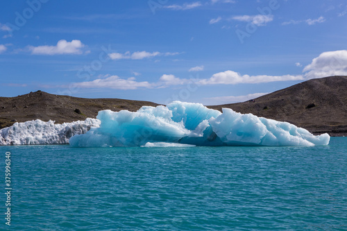 Jokulsarlon Lagoon, a blue glacier lagoon at the south coast of Iceland, on summer time, at a sunny day. © Zimu