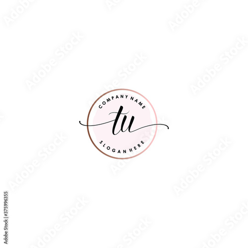 TU Initial handwriting logo template vector 