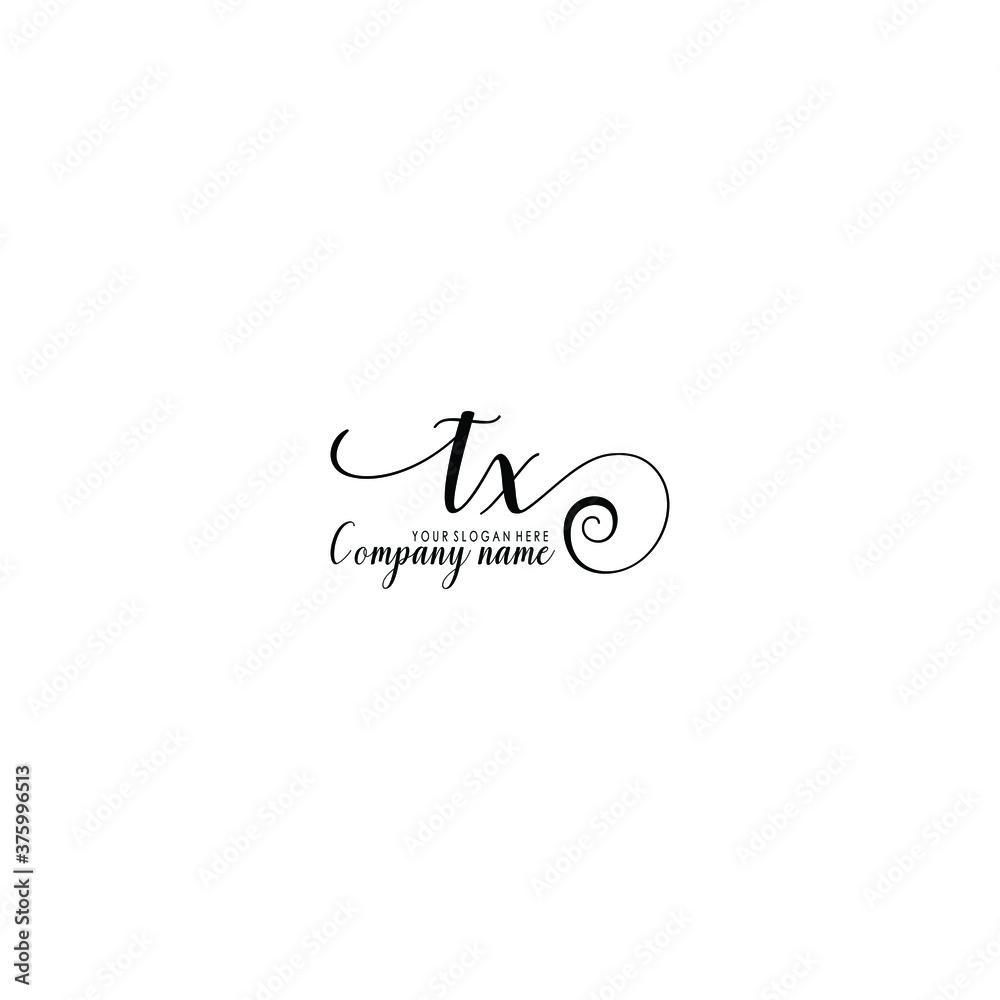 TX Initial handwriting logo template vector
