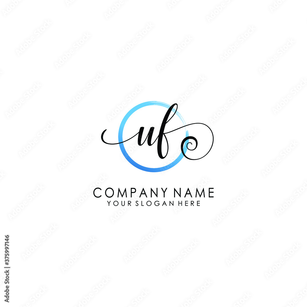 UF Initial handwriting logo template vector
