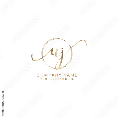UJ Initial handwriting logo template vector
