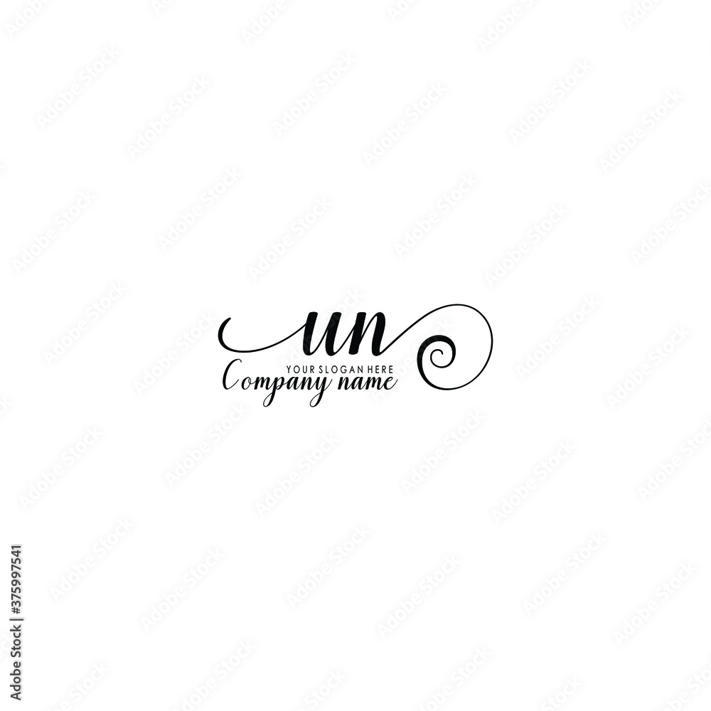 UN Initial handwriting logo template vector
UN Initial handwriting logo template vector