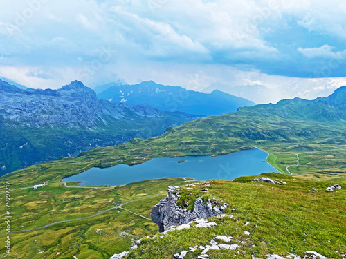 The alpine lake Tannensee or Tannen Lake in the Uri Alps mountain massif, Kerns - Canton of Obwald, Switzerland (Kanton Obwalden, Schweiz) photo