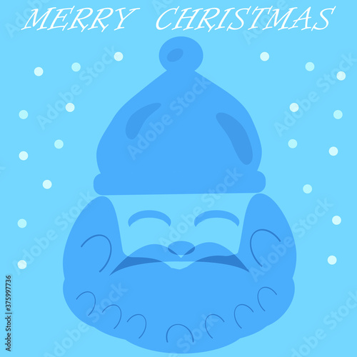 Shedow of Happy Santa claus at the snowflakesin backdrop. The idea of ​​designing greeting cards for Happy New Year. Vector Illustration. photo