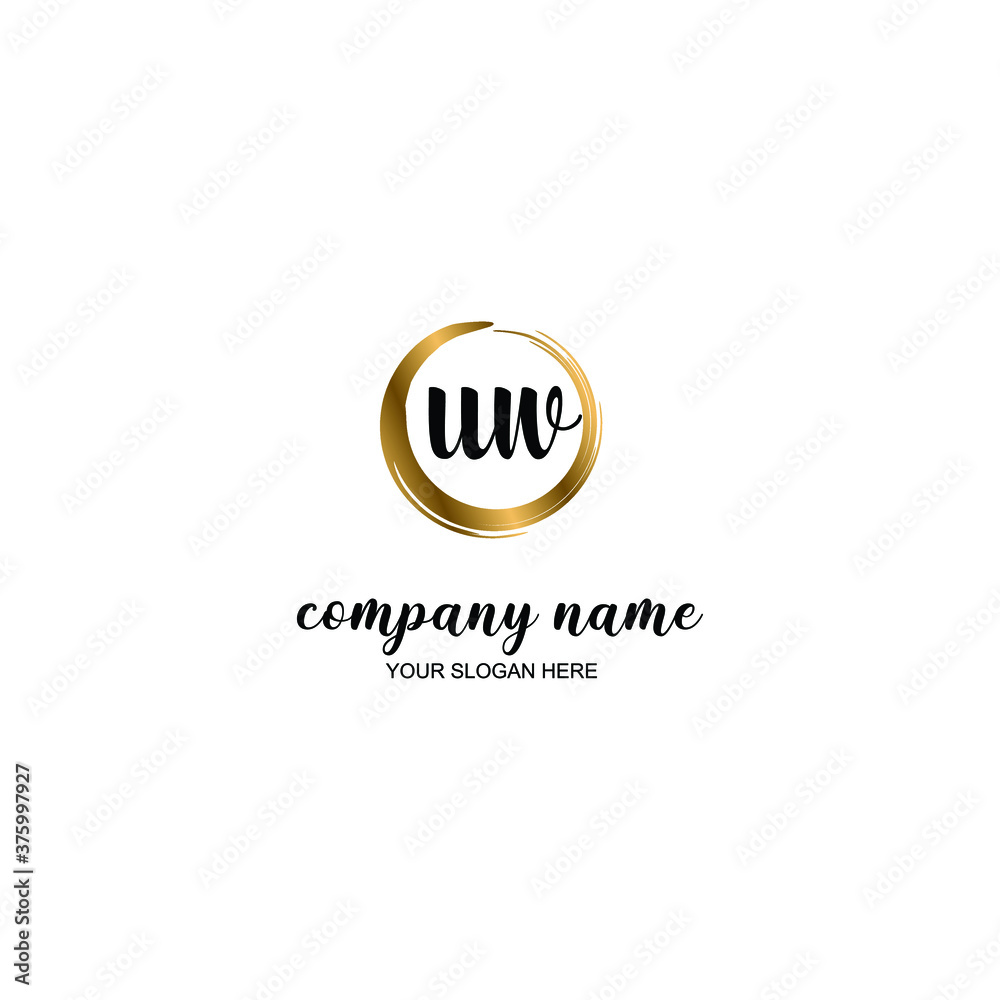 UW Initial handwriting logo template vector